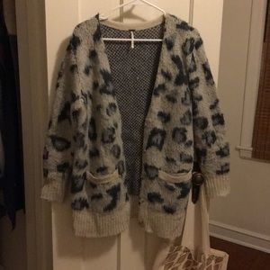 Free people animal print cardigan